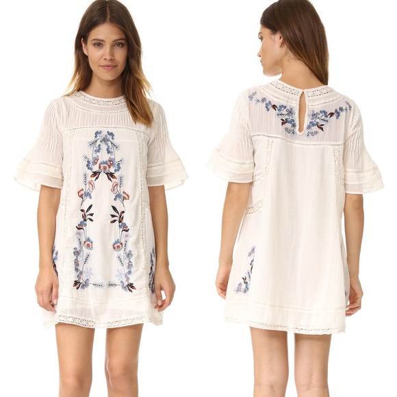 Free People Dresses & Skirts - Free People Perfectly Victorian Floral Embroidered Mini Dress